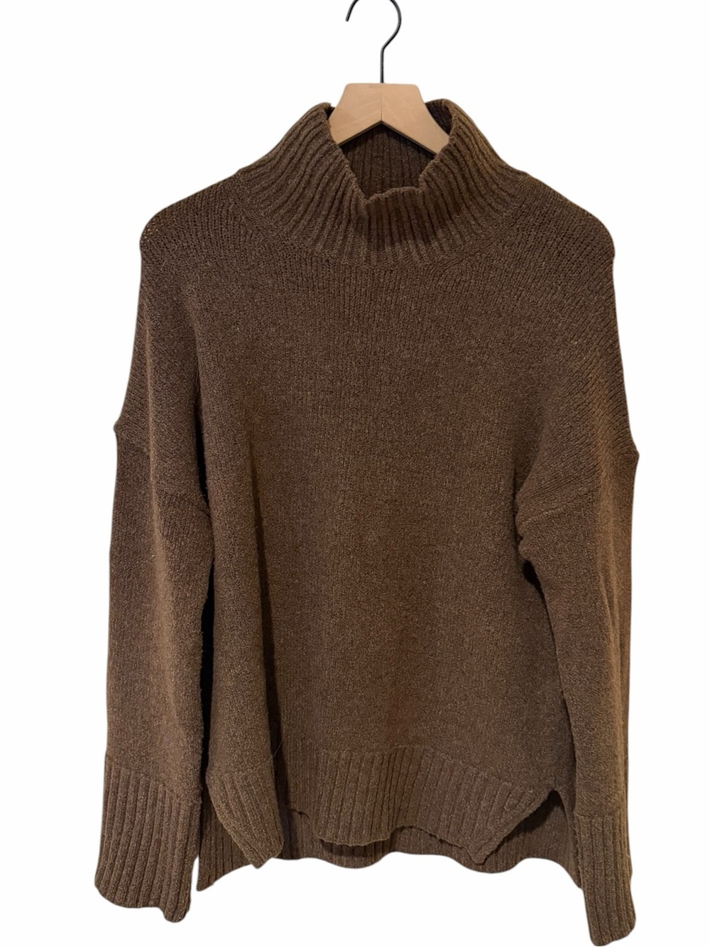 Abercrombie & Fitch Wool Blend Turtleneck Brown S Sweater Oversized